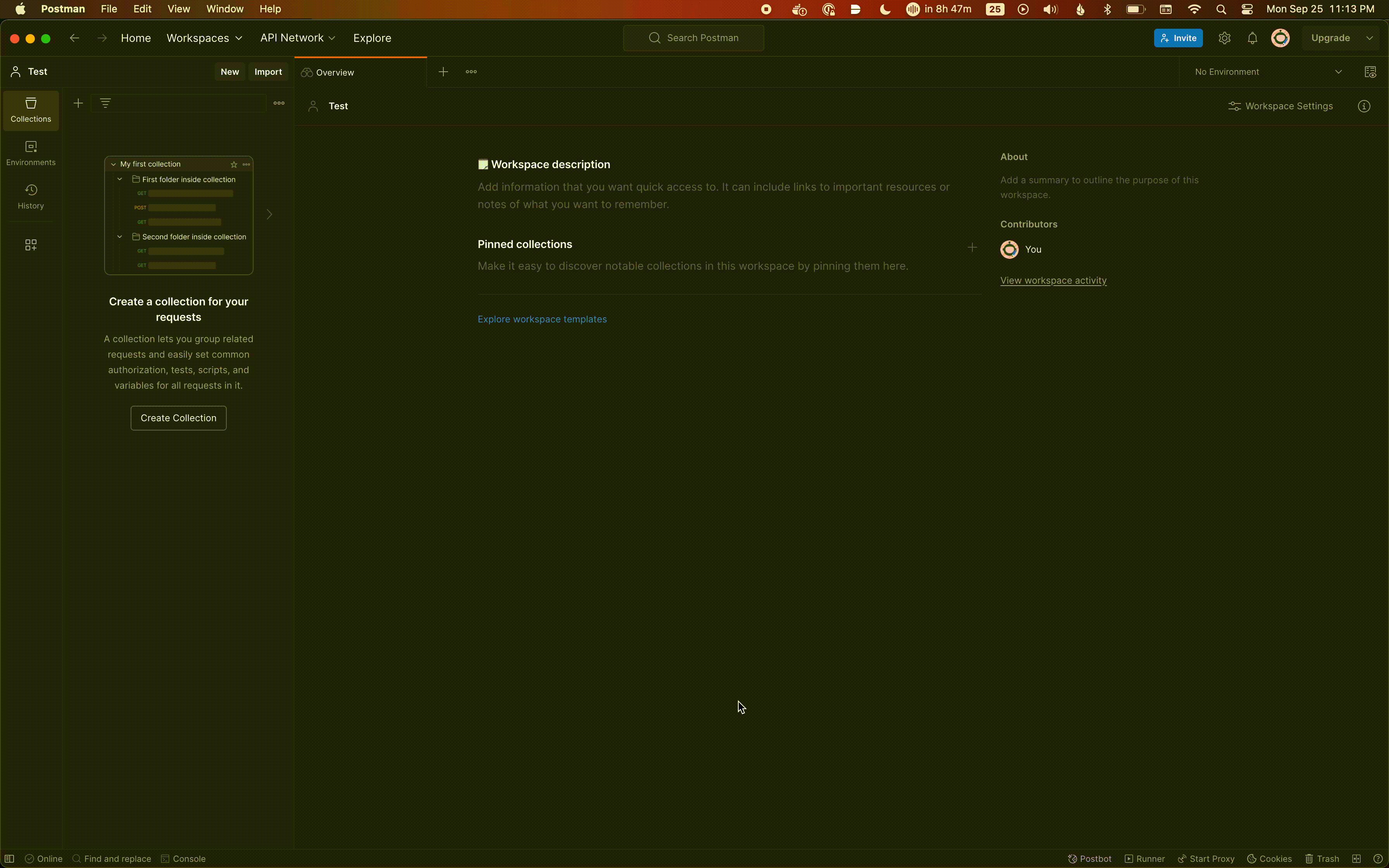 Walkthrough of Postman environment intialization